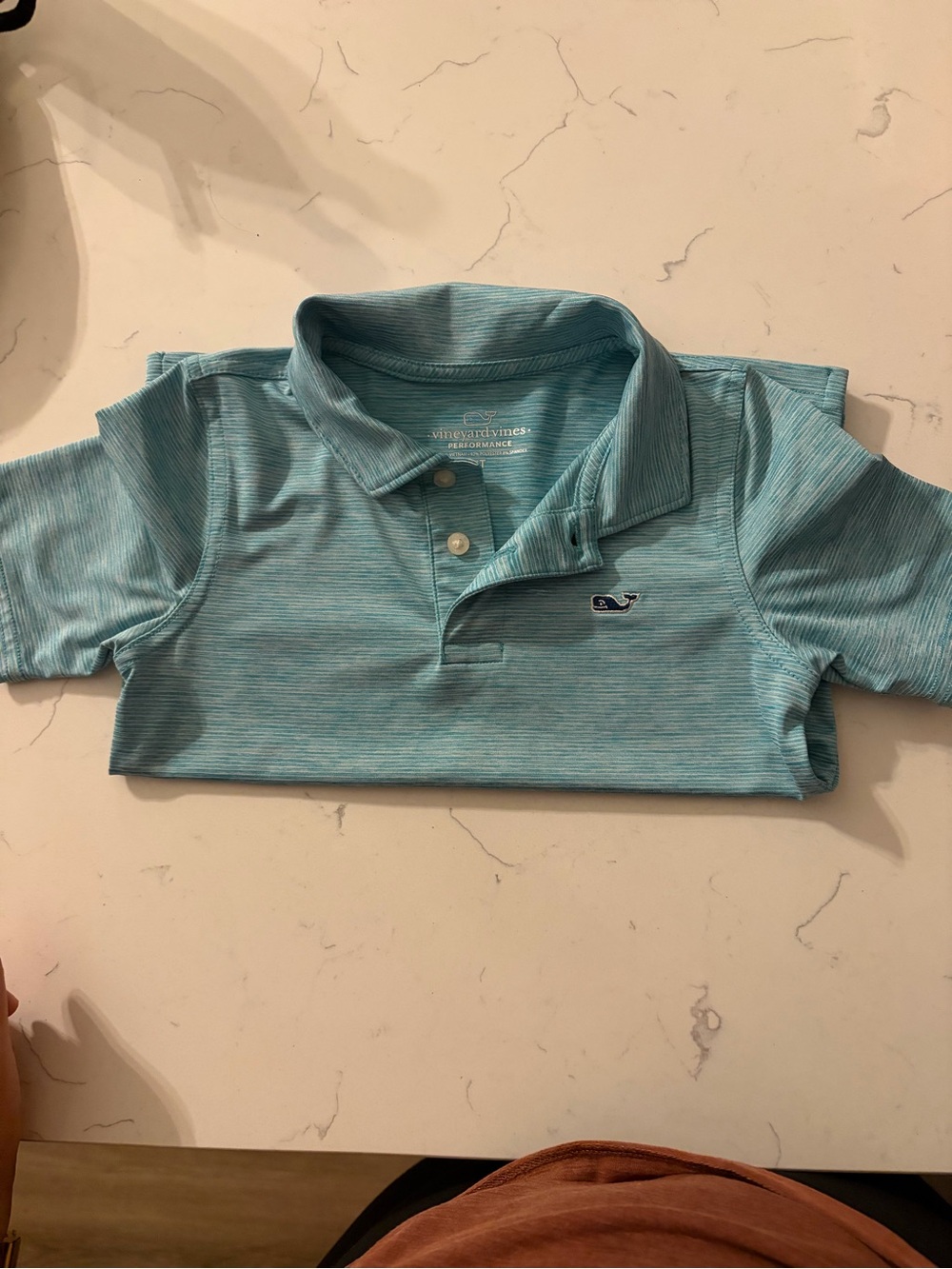 Vineyard Vines Kids Performance Polo - Aqua Blue Striped
